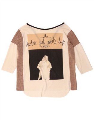 Zara Damen Oversize Grafik Top 3/4 Arm UK 10 Small Weiß CO03