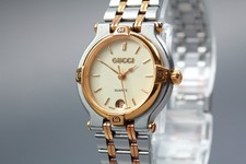 Exc 5 Gucci 9000L Gold Ivory Dial Date Quartz Women's Watch From JAPAN