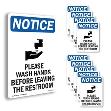 Please Wash Hands Before OSHA Notice Sign Metal, Plastic, Decal - 5 or 10 Pack