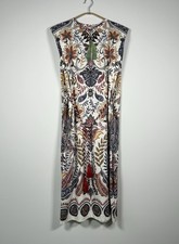 FARM RIO Boho Glam Off-white Midi Dress 100% Cotton Paisley Women’s Size Medium