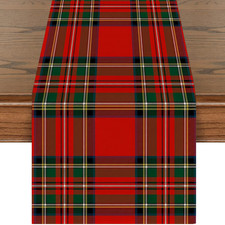Christmas Buffalo Plaid Table Runner Red Green Scottish Tartan Plaid Table Deco