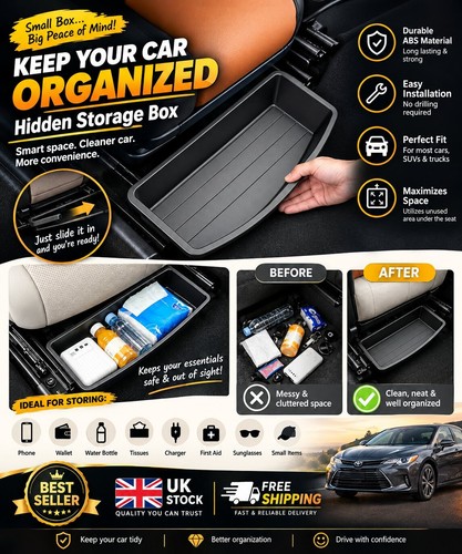 Car Under Seat Storage Box Universal Seat Organizer Removable Storage