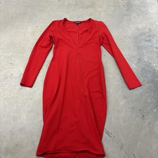 Express Bodycon Red Small Dress Long Sleeve
