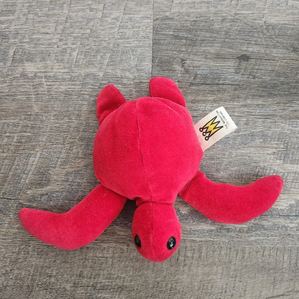 Red Baby Sea Turtle Plush Manhattan Toy Company Vintage 1995 Mini Animal Toy - Image 4 of 4