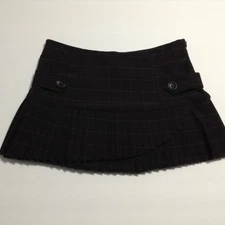 Forever 21 Skirt Womens Small Black Pleated  pin stripe button tabs