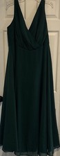 Size 2xl Long Chiffon sleeveless Bridesmaid Dress Dark Green Prom Formal