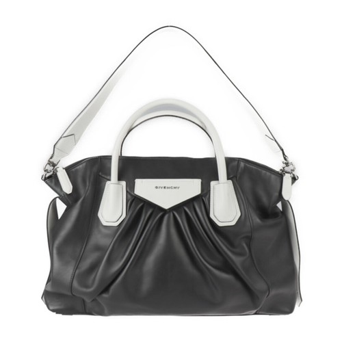Givenchy Antigona Soft Medium Handbag Leather Black White Silver Used From Japan