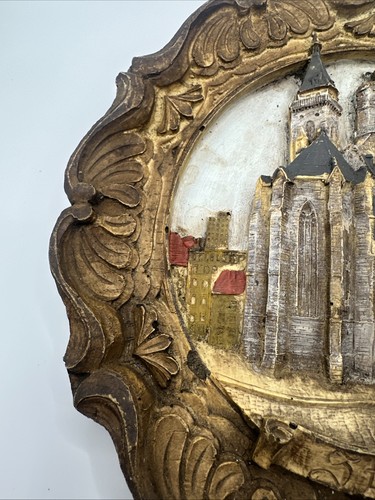 Vintage German 3D Carved Wooden/Resin Plate Stuttgart 9" - Picture 7 of 10