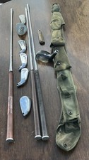 Vintage Trija Interchangeable Multihead Golf Club, 8 Heads, Bag, 3 Shafts, 1940s