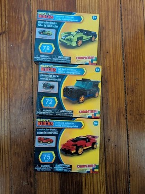 Make-it Blocks Construction Blocks Pull Back Action Cars Lot Of 3
