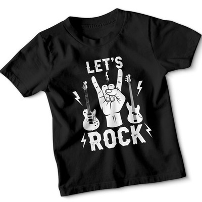 Kinder Rockstar Tshirt Kinder Let'S Rock! Guitar Band Star Day N Roll School T-Shirt