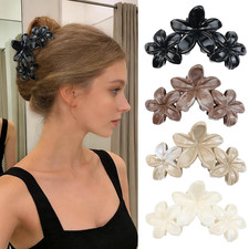 4Pcs Cute Hawaiian Flower Claw Hair Clips for Women Black Khaki Large Claw Clips
