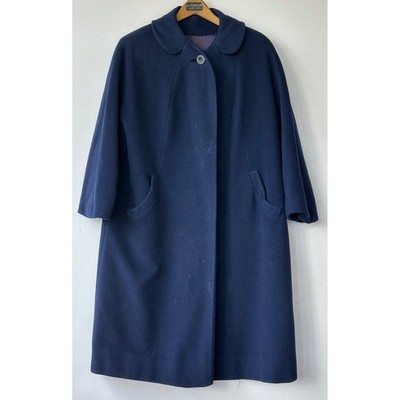 Biarritz Cashmere Swing Coat Vintage Wolf & Dessauer Womens M Navy Blue Good