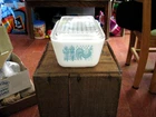 Vintage Pyrex Refrigerator Dish with Ribbed Lid 0502 Amish Butterprint