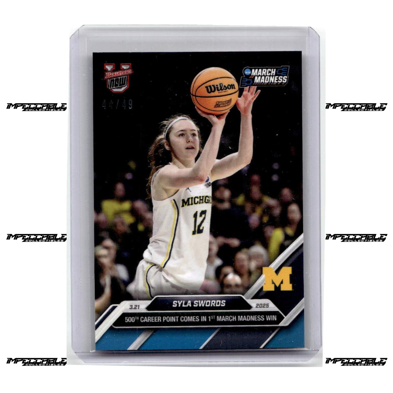 2024-25 Bowman U Now - Blue #92 Syla Swords Rookie /49 1st March Madness Win