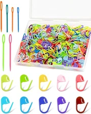 300pcs FIVEIZERO Stitch Markers – Colorful Crochet & Knitting Clips + 6 Needle