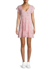 No Boundaries Juniors Pink Floral Tiered Peasant Babydoll Dress Size XS NWT