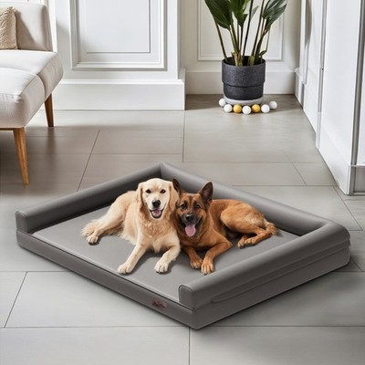 BingoPaw Large Dog Bed Sofa Orthopedic PU Leather Pet Couch Bed Waterproof  M-XXL