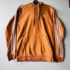 Adidas Men's Size Medium Essentials 3-Stripes Fleece Pullover Hoodie Orange