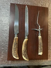 DEXTER-RUSSELL VTG Stainless 3 Piece Cutlery Set, Stag Handled, USA
