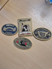 Canalboat Brass Badges x 4 Enamel Badges Vintage Collectible Job Lot Bundle