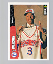 1996-97 Allen Iverson Collector's Choice #301 Philadelphia 76ers Rookie Card RC. rookie card picture