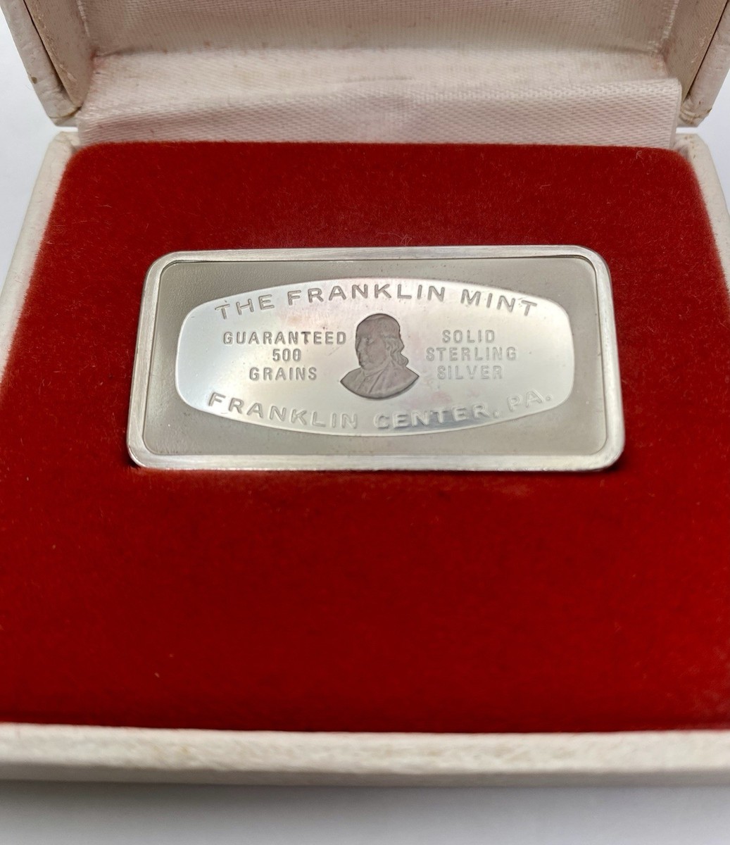 1976 The Franklin Mint Christmas Ingot 500 grains .925 Silver in
