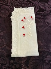Vintage Lace  Embroidery Handkerchief Collectable 12.5x 13 In