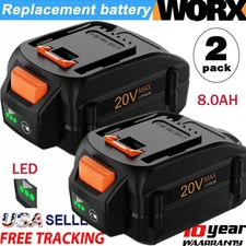 2Pack 8.0AH For WORX 20V MAX Extend Lithium Battery WA3520 WA3525 WA3575