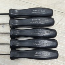 Snap-on Hex Allen Screwdriver Black Grip Hard Handle 5pc Set Used