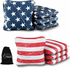 Professional Cornhole Bags Set of 8 - Dual Sided Stick Slide Suede/Woven - P