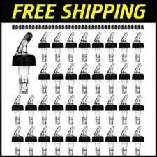 40 Automatic Liquor Pour Spouts with Caps - Precision Shots in Clear & Black