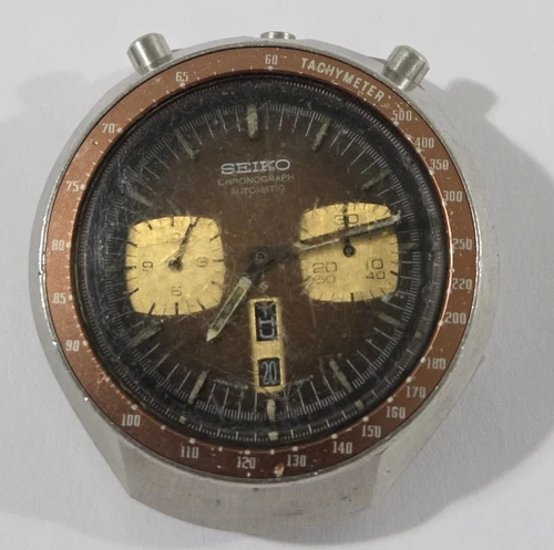SEIKO 6138-0040 Automatic Chronograph Watch BULLHEAD Brown Dial Vintage Mens
