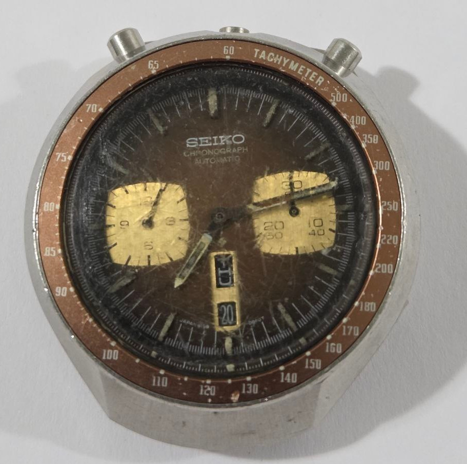 SEIKO 6138-0040 Automatic Chronograph Watch BULLHEAD Brown Dial Vintage Mens