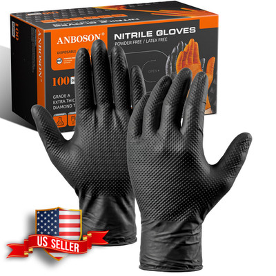 Heavy Duty Nitrile Mechanic Gloves X-Large Black 100 Count Diamond Grip