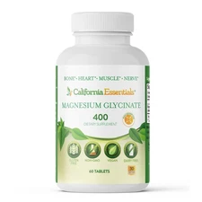 Magnesium Glycinate 400mg – California Essentials, Non-GMO, High Bioavailability