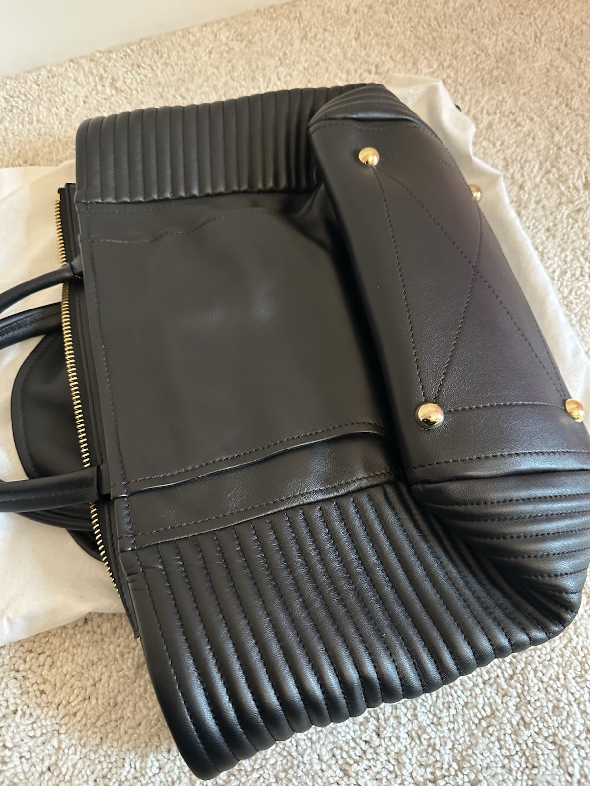 Moschino Black Leather Biker Jacket Style Shoulder Bag Gold Hardware Crossbody image 6