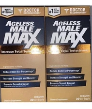 2 Pack AGELESS MALE MAX 60 Caplets New In Box FREE SHIPPING 12/26+