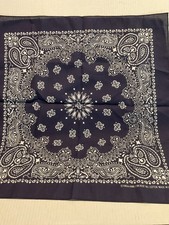 Vintage Hav-A-Hank Made in USA Blue Biker Western Paisley Bandana 21  square NWOT