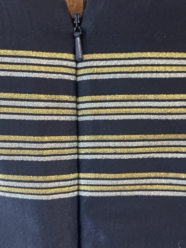 LILLY PULITZER Virginia Navy Dress Silver/Gold Metallic Stripe Jewels Sz 12 - Picture 10 of 11