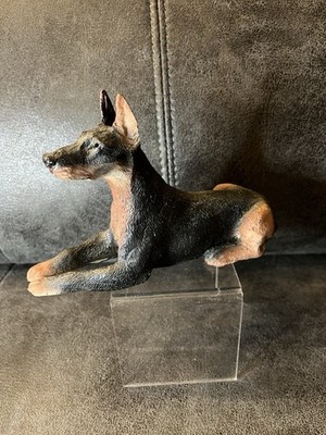 Doberman Pinscher Lying Down Dog Resin Figurine