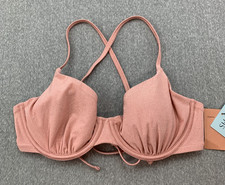 Shade Shore Underwire Bralette Bikini Swimsuit Top Womens M Pink Shimmer