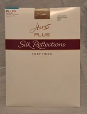 Hanes Plus Silk Reflections Control Top Pantyhose Size One Plus Nude *30