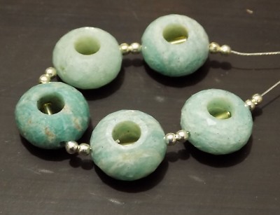 5 Strands Faceted Natural Amazonite Rondelle Beads Strands Findings 8x5mm 15.2/"