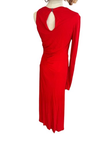 CUE Scarlet One Shoulder Dress | Red, Stretch Jersey, Sz 8, Gathered, Maxi/Midi - Picture 5 of 7