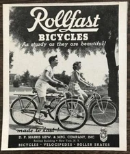 1947 Rollfast Bicycles Print Ad As Sturdy As They Are Beautiful Kids Riding Park