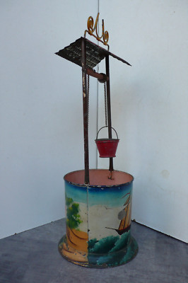 Grand Puit En Tôle Peinte Fin XIXe – 2 Seaux, Hauteur 40 Cm, Fonctionnel