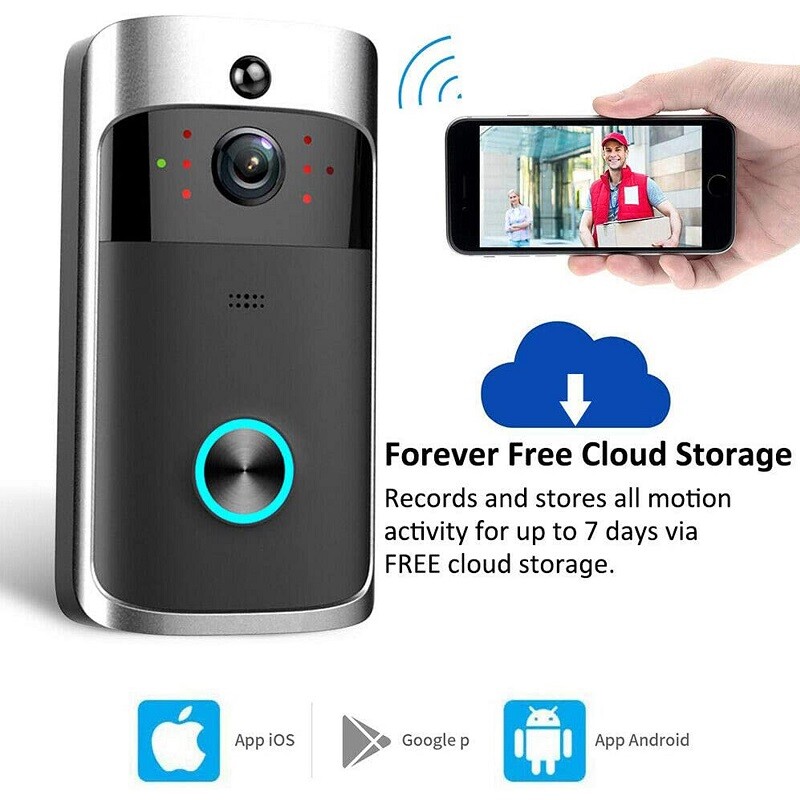 Smart Wireless WiFi Ring Doorbell Intercom Video Camera Door Bell Security Black
