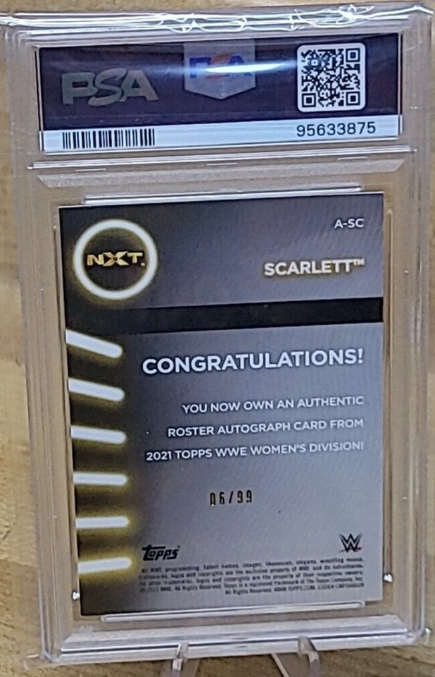 2021 WWE WOMEN'S DIVISION AUTOGRAPH SCARLETT PURPLE 06/99 PSA 8 POP 1 - Image 2 of 3
