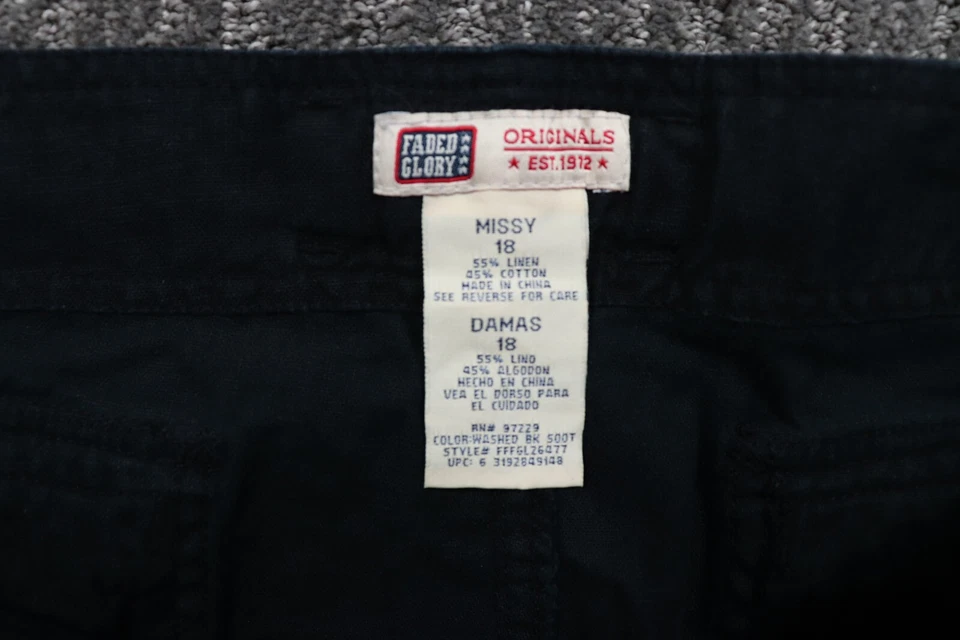 Faded Glory Vintage Linen Blend Capri Pants Belted Straight Leg Women's 18 - Image 4 of 4